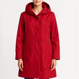 Rainforest Red Waterproof Raincoat Size M – Detachable Hood (C1)✨